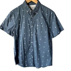 Original Penguin Men's M Blue Graphic Print Short Sleeve Button-Up Shirt